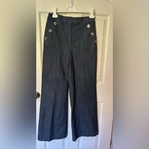 Tommy Hilfiger Blue High Rise Wide Leg Sailor Pants Nautical Buttons NWT Sz4 NWT